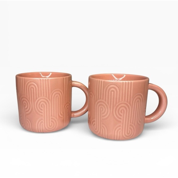Starbucks Other - NEW Starbucks 2024 Embossed Curved Pastel Pink Pearlescent 14oz Mug SET OF 2